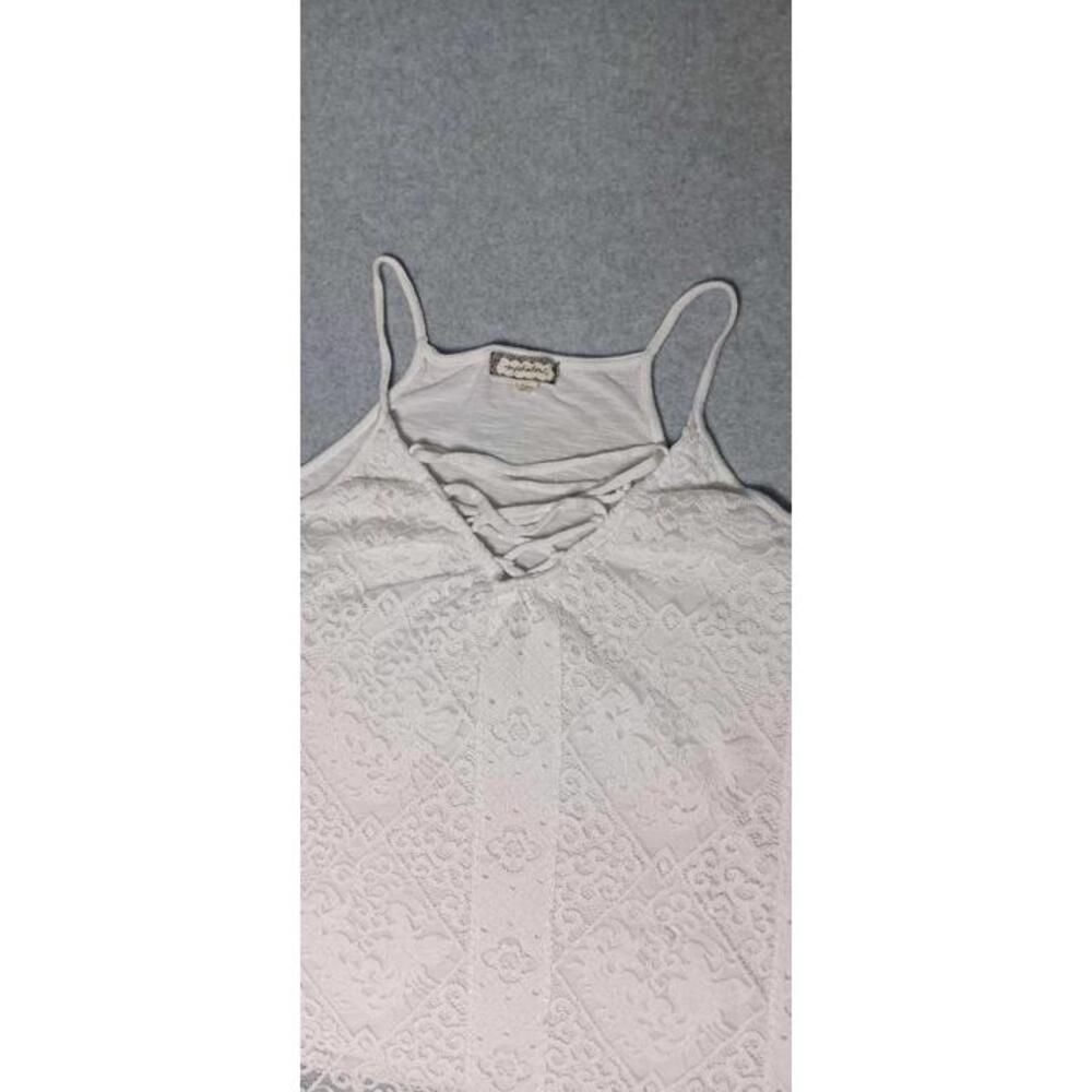 Eyeshadow Spaghetti Strap Tank Top Womens Size M White Lace Criss Cross Vneck... - Picture 3 of 10